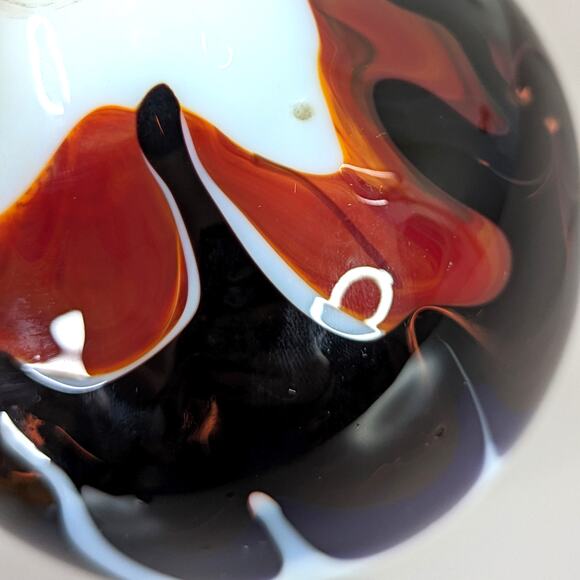 Hand Blown Art Glass Vase Retro Abstract Swirl MCM 60s Accent Decor Blue 5" - Picture 8 of 11